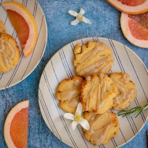 Ruby Star Grapefruit and Rosemary Cookie with Cashew Butter Glaze