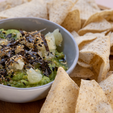 Oro Blanco Guacamole with Furikake and Green Onion