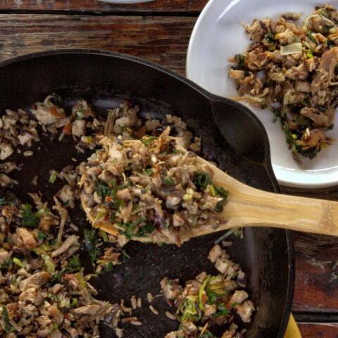 Turkey Fried Wild Rice with Kale and Shiitake Mushrooms