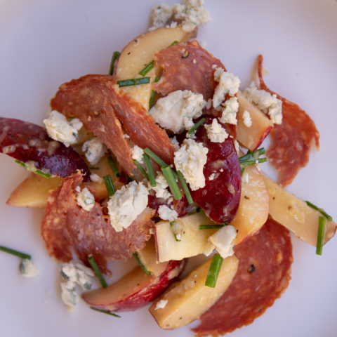 Nectarine, Salami, & Blue Cheese Salad